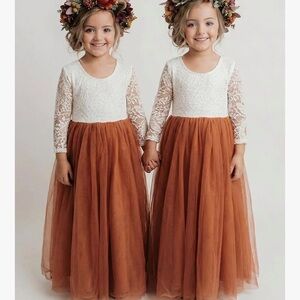 2Bunnies Girl Peony Lace Back A-Line Straight Tutu Tulle Party Flower Girl Dress